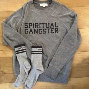Spiritual Gangster Heather Gray Crewneck with Black Logo